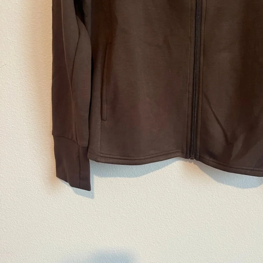 NWT Laundry by Shelli Segal Brown Mock‎ Neck Athletic Zip Jacket XL Clean Girl